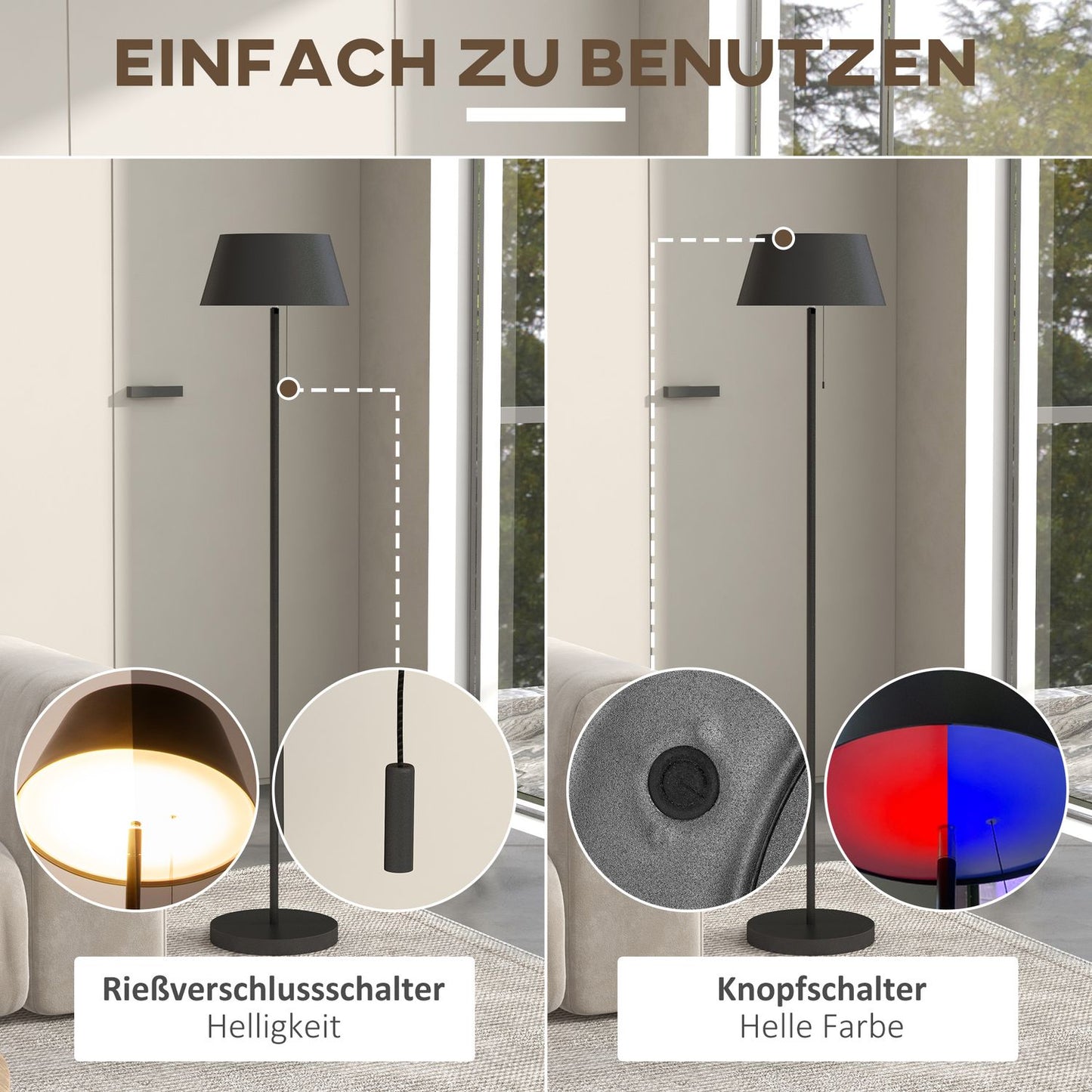 Outdoor solar floor lamp, USB rechargeable, IP44 waterproof