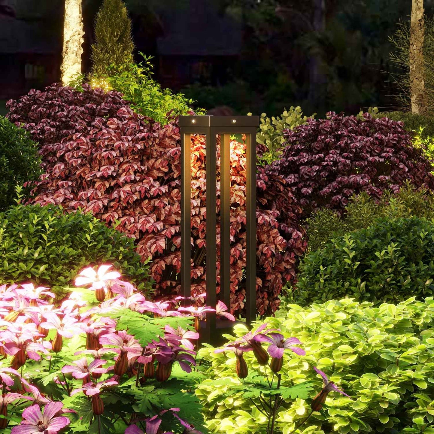 Solar Powered LED Path Light, IP44 Waterproof, Black