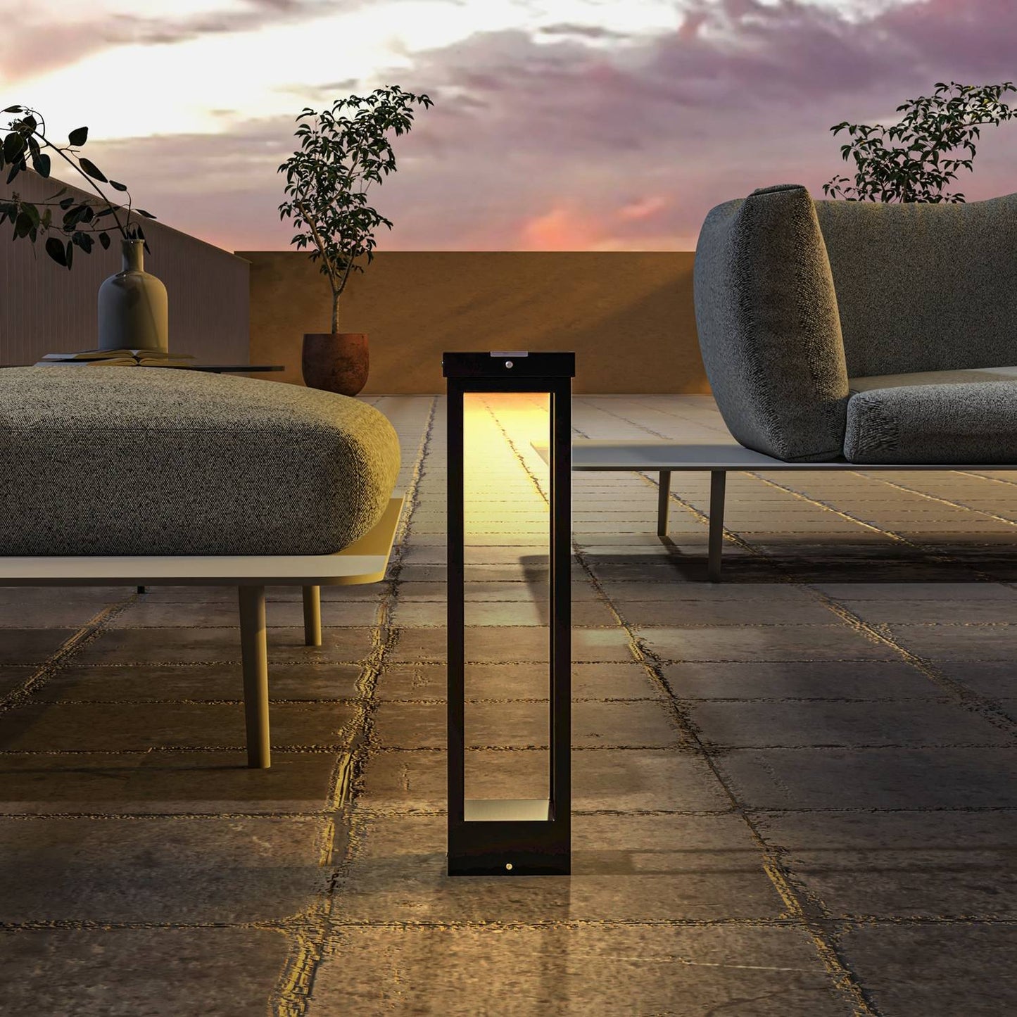 Solar Powered LED Path Light, IP44 Waterproof, Black