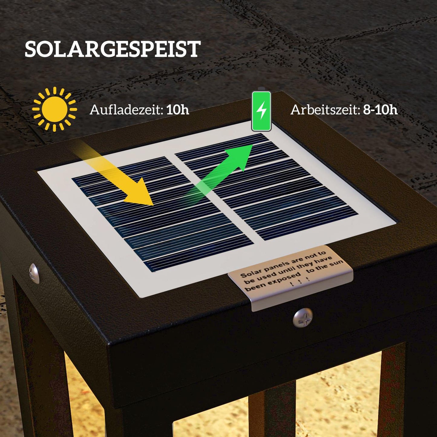 Solar Powered LED Path Light, IP44 Waterproof, Black
