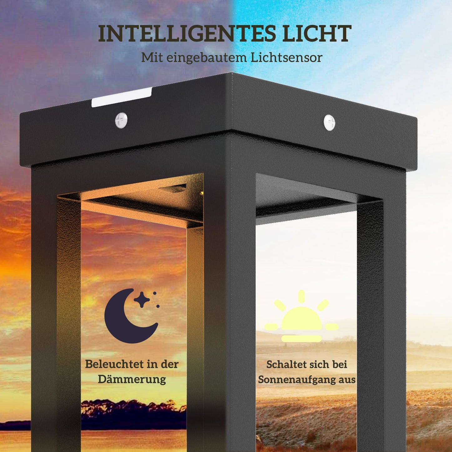 Solar Powered LED Path Light, IP44 Waterproof, Black