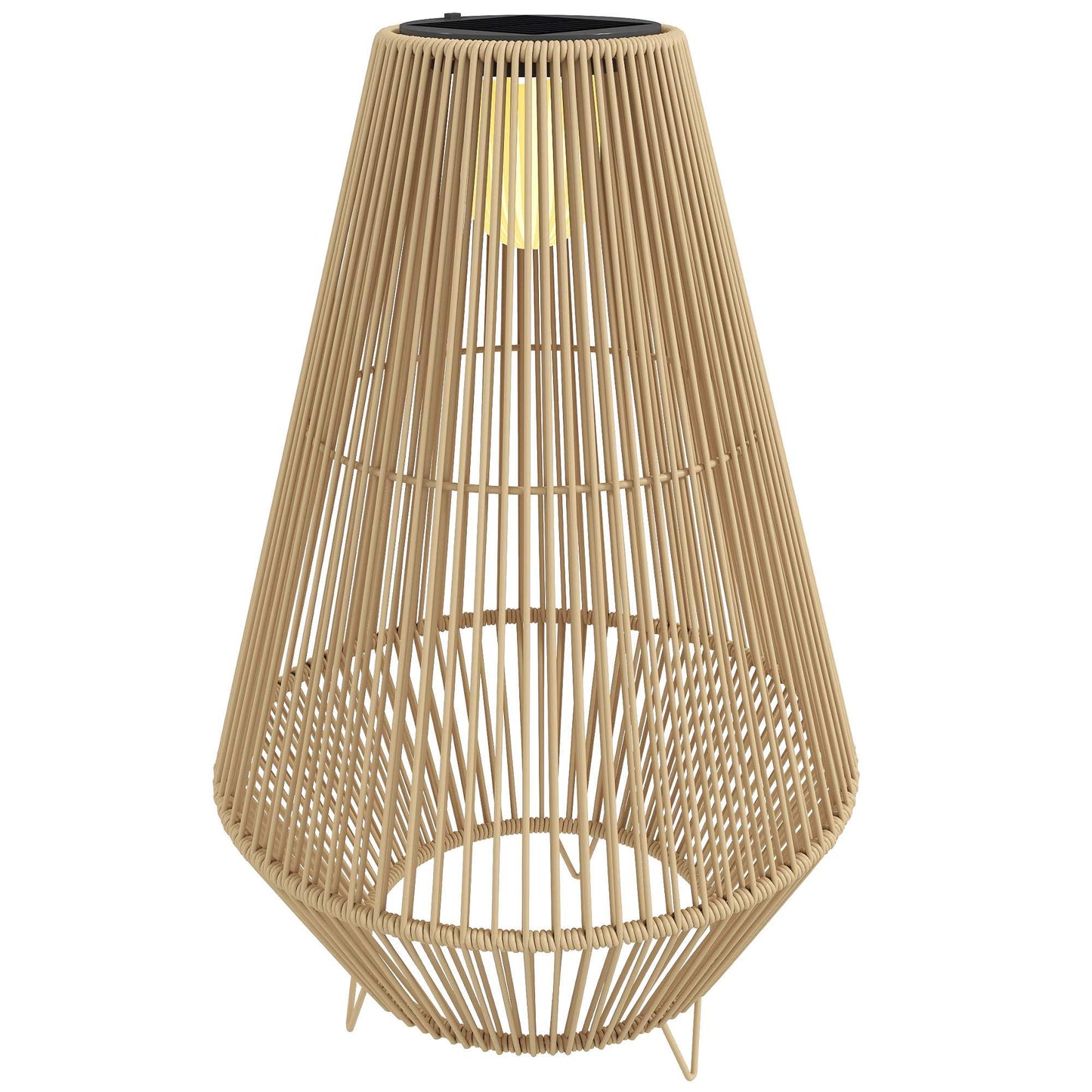 Solar Garden Lamp, Rattan, Auto On/Off, 3500K Warm Light