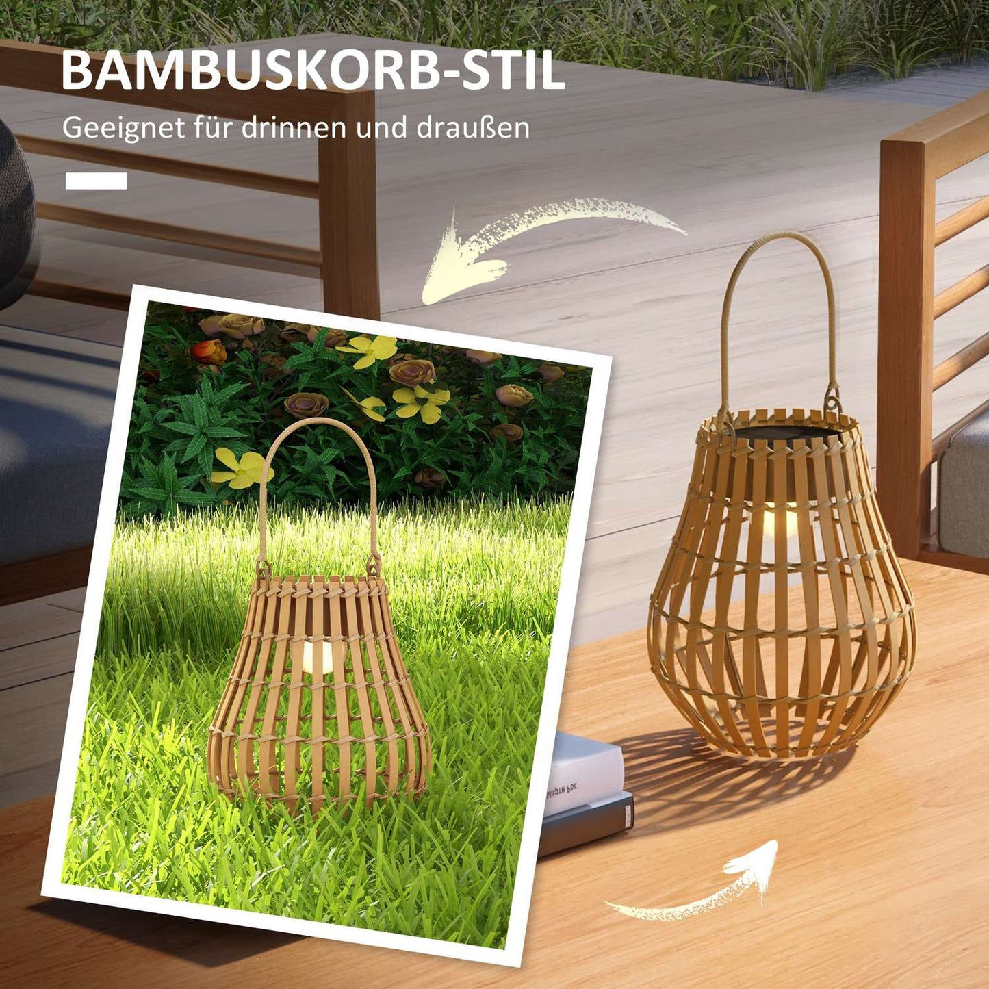 Solar garden lamp, USB rechargeable, 3 light colors