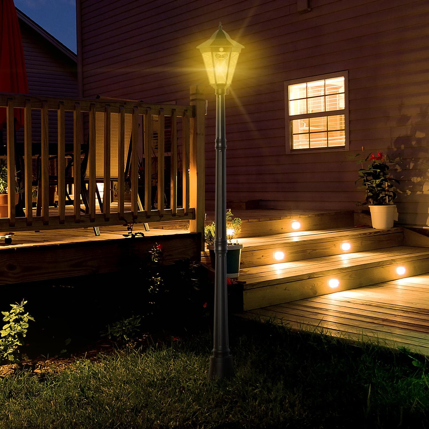 Solar Garden Path Light, 19 LED, 130 Lumen, Black