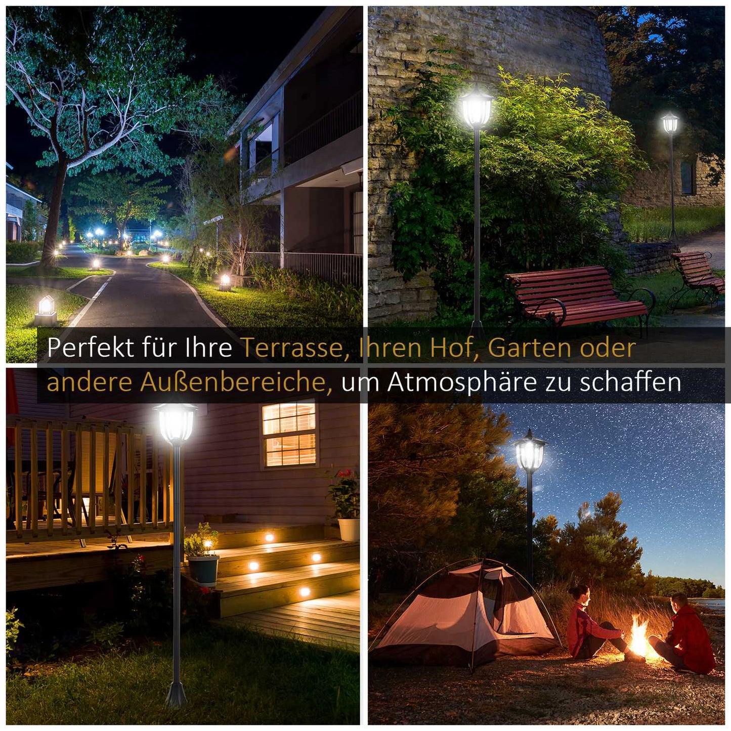 Solar LED Garden Path Light - 40 Lumen, black, 160 cm