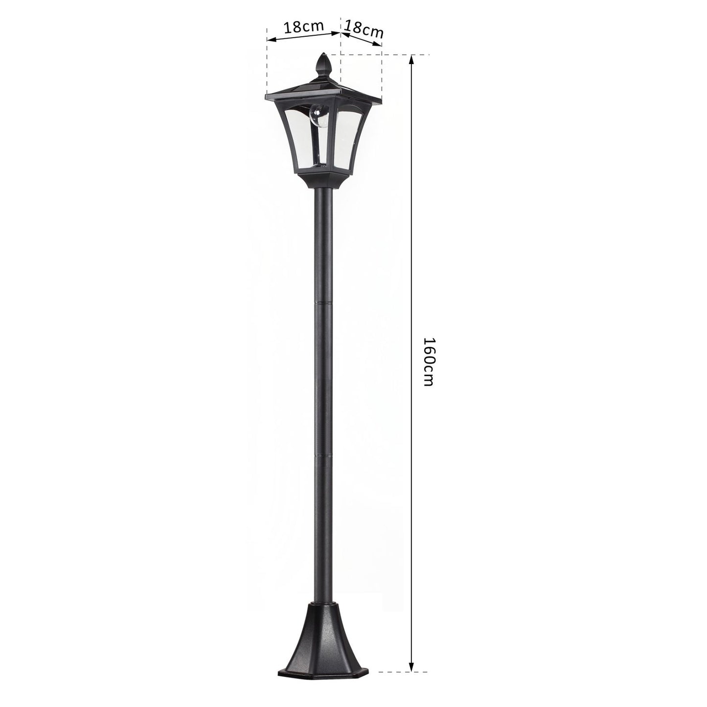 Solar LED Garden Path Light - 40 Lumen, black, 160 cm