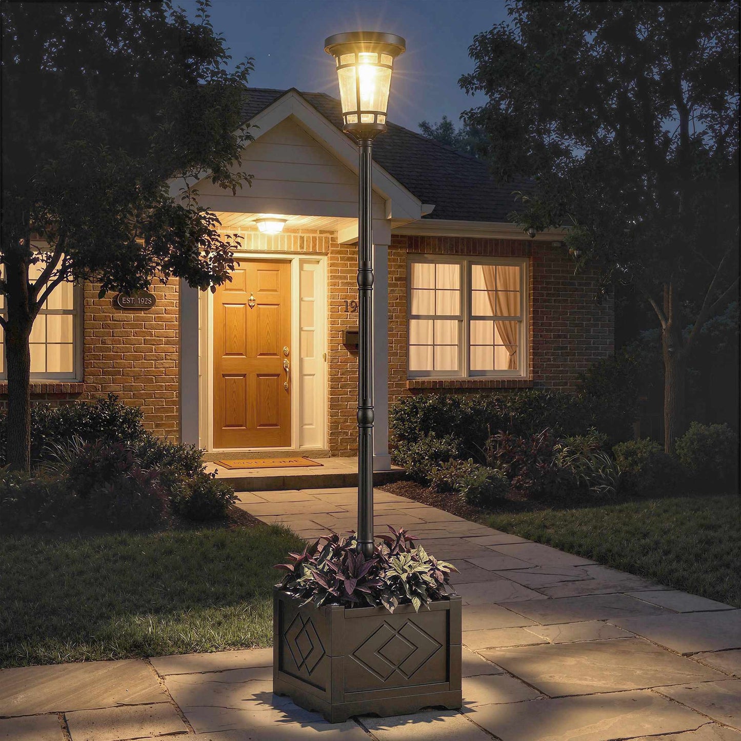 Solar Garden Lantern with Planter, 195cm, Dual Brightness