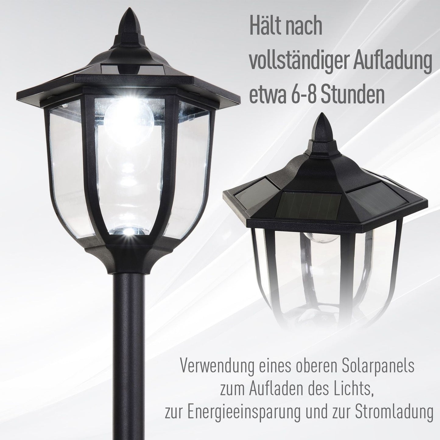 LED Solar Garden Lantern - 30/60 Lumen, Plastic, Black