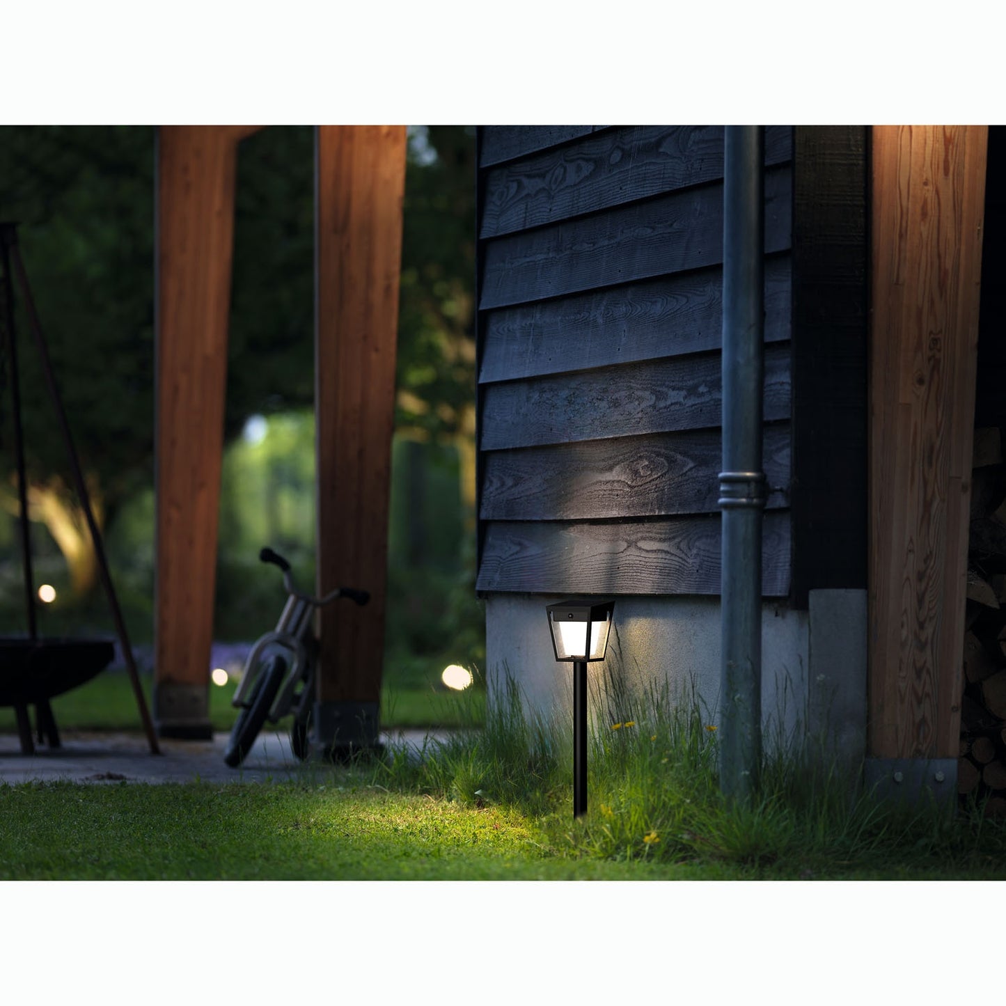 Solar LED Garden Light, Dual Brightness, Black, IP44