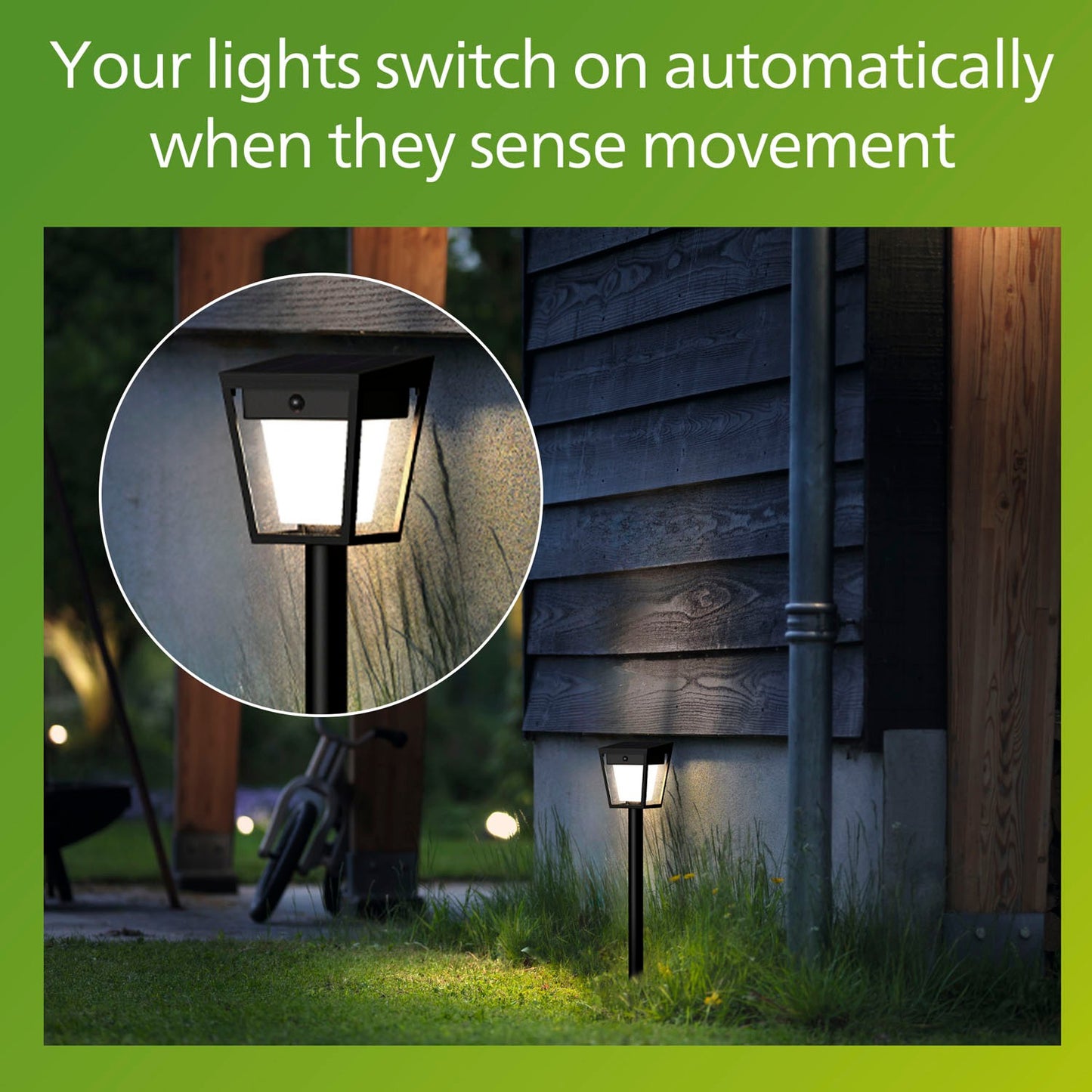 Solar LED Garden Light, Dual Brightness, Black, IP44