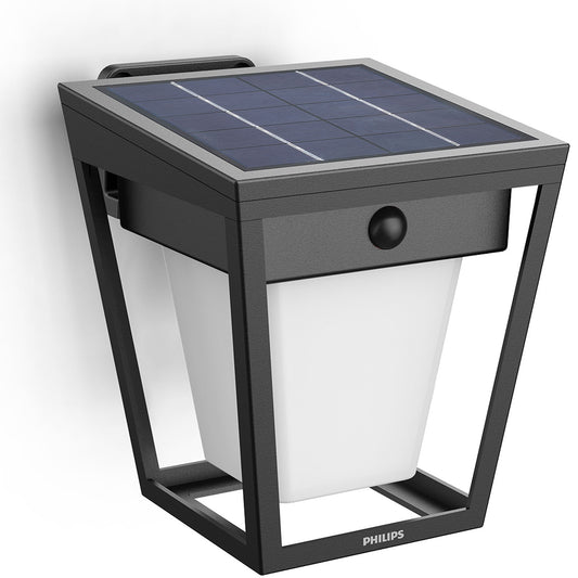 Solar LED Wall Light, Dual Brightness, Black, IP44