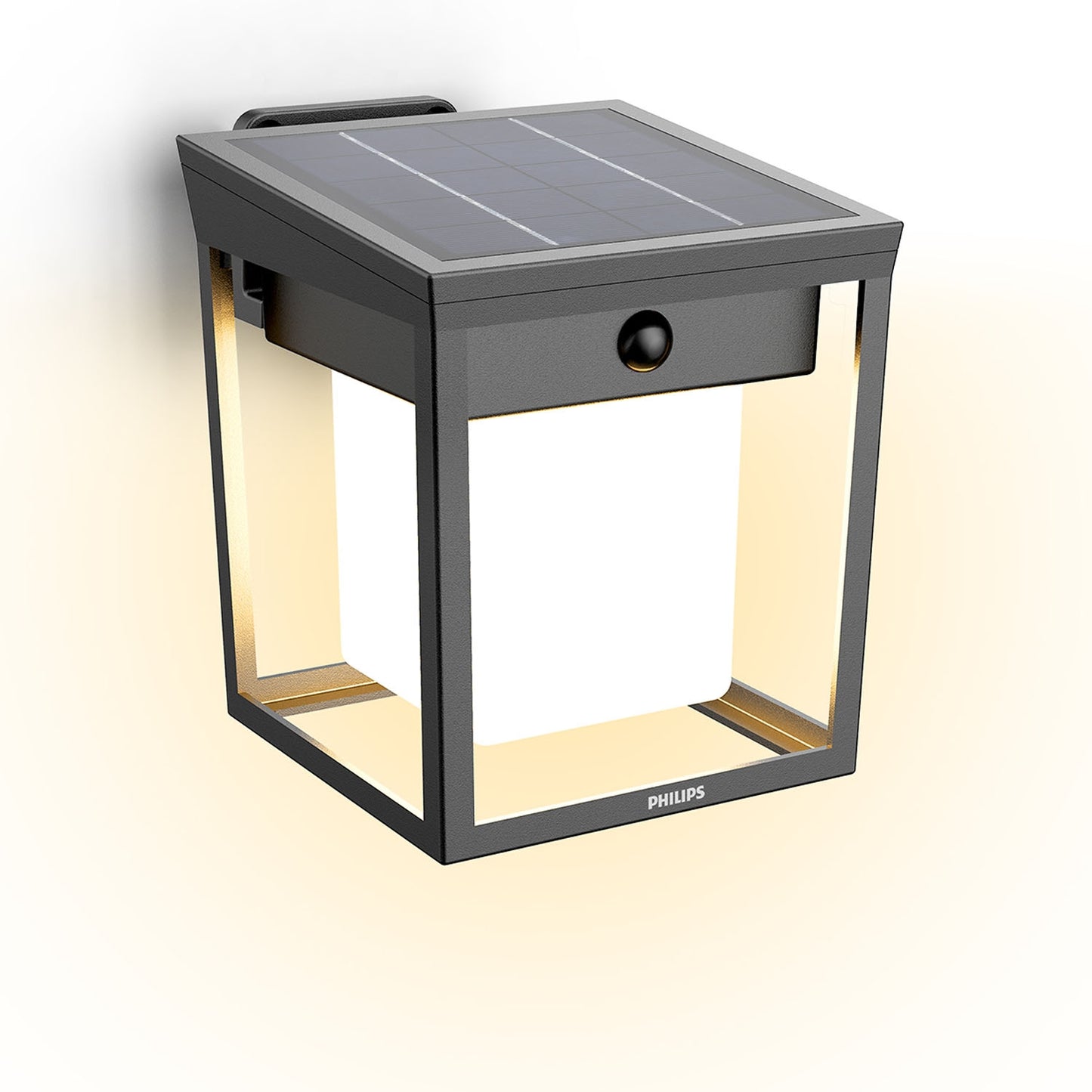 Solar LED Wall Light, Dual Brightness, Black, IP44