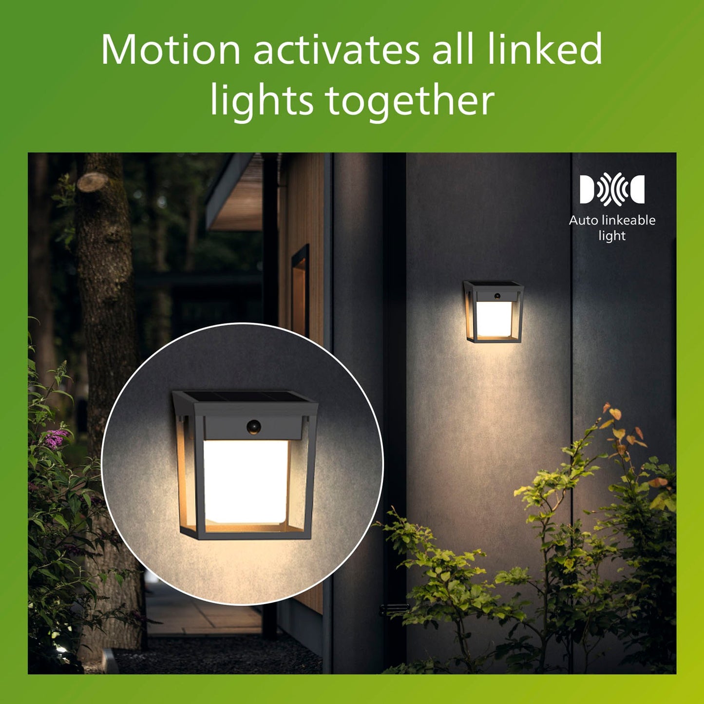 Solar LED Wall Light, Dual Brightness, Black, IP44