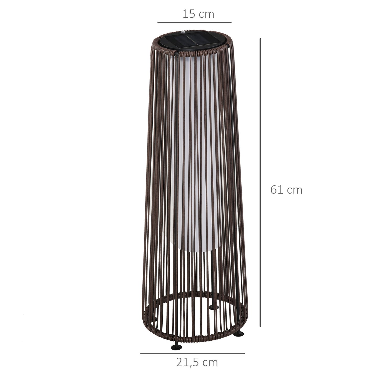 Solar Rattan Garden Lamp, LED, 61 Cm, Brown