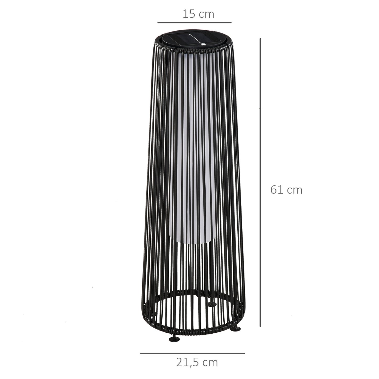 Waterproof Solar Garden Light with Sensor, Black, 21.5x61 Cm