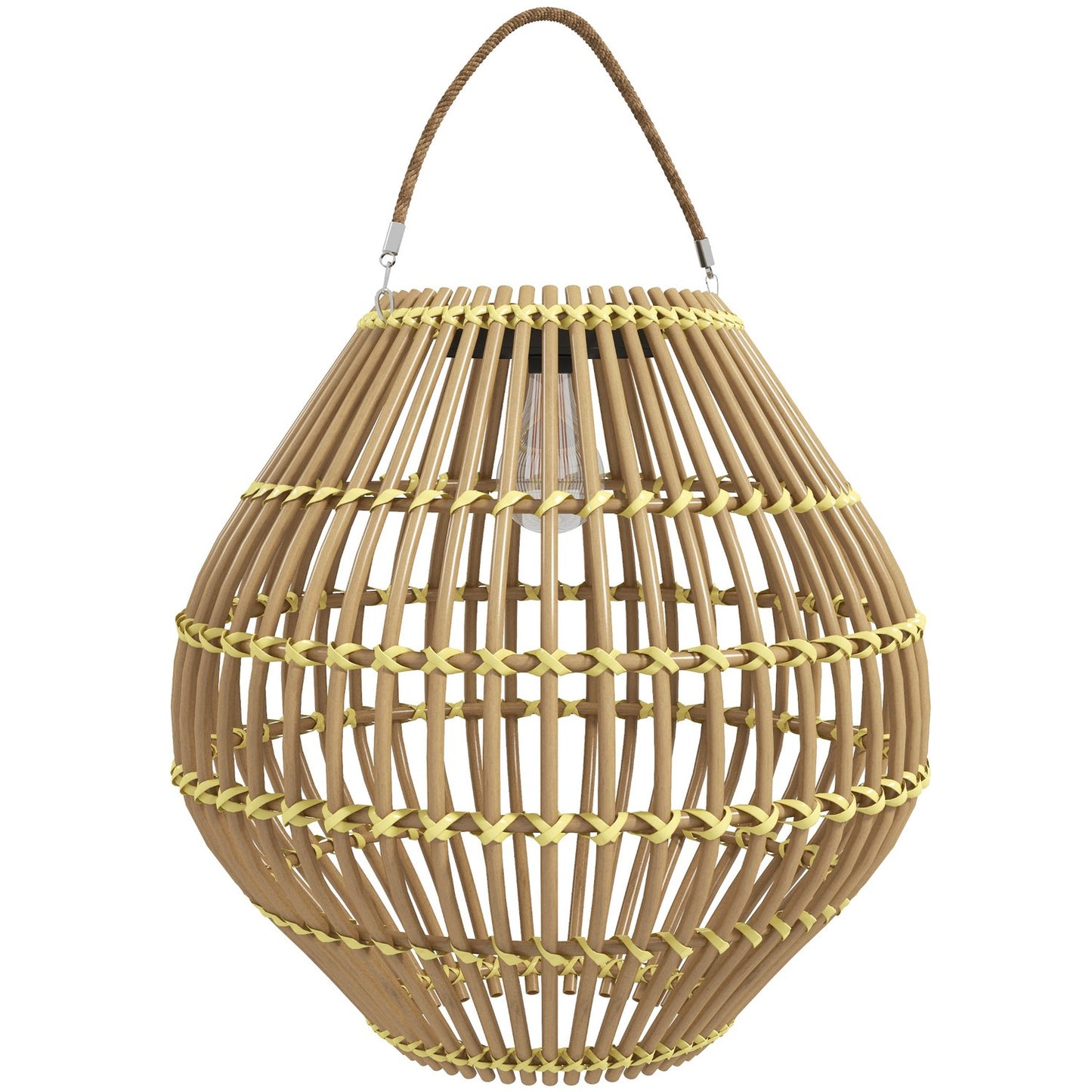 Solar lamp, rattan drum design, waterproof, light sensor