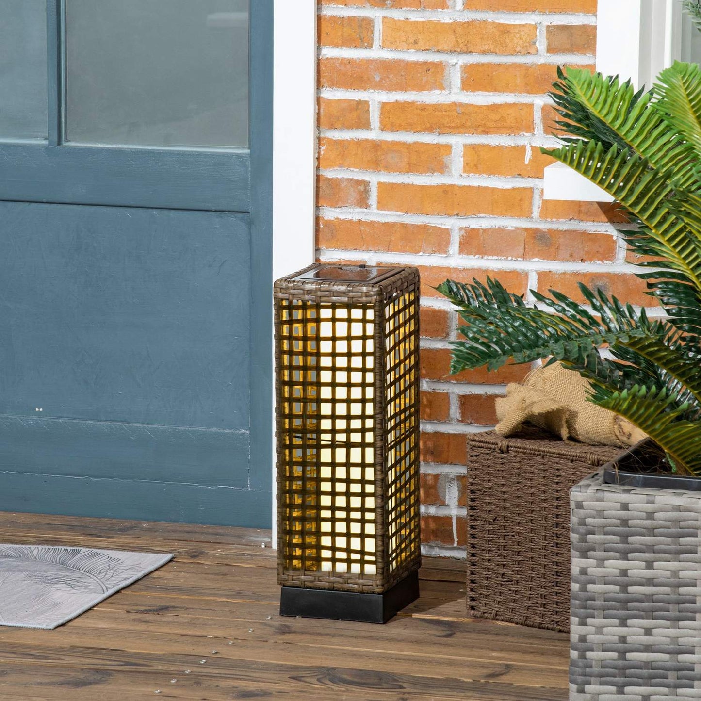 Solar rattan lamp - Waterproof LED with light sensor