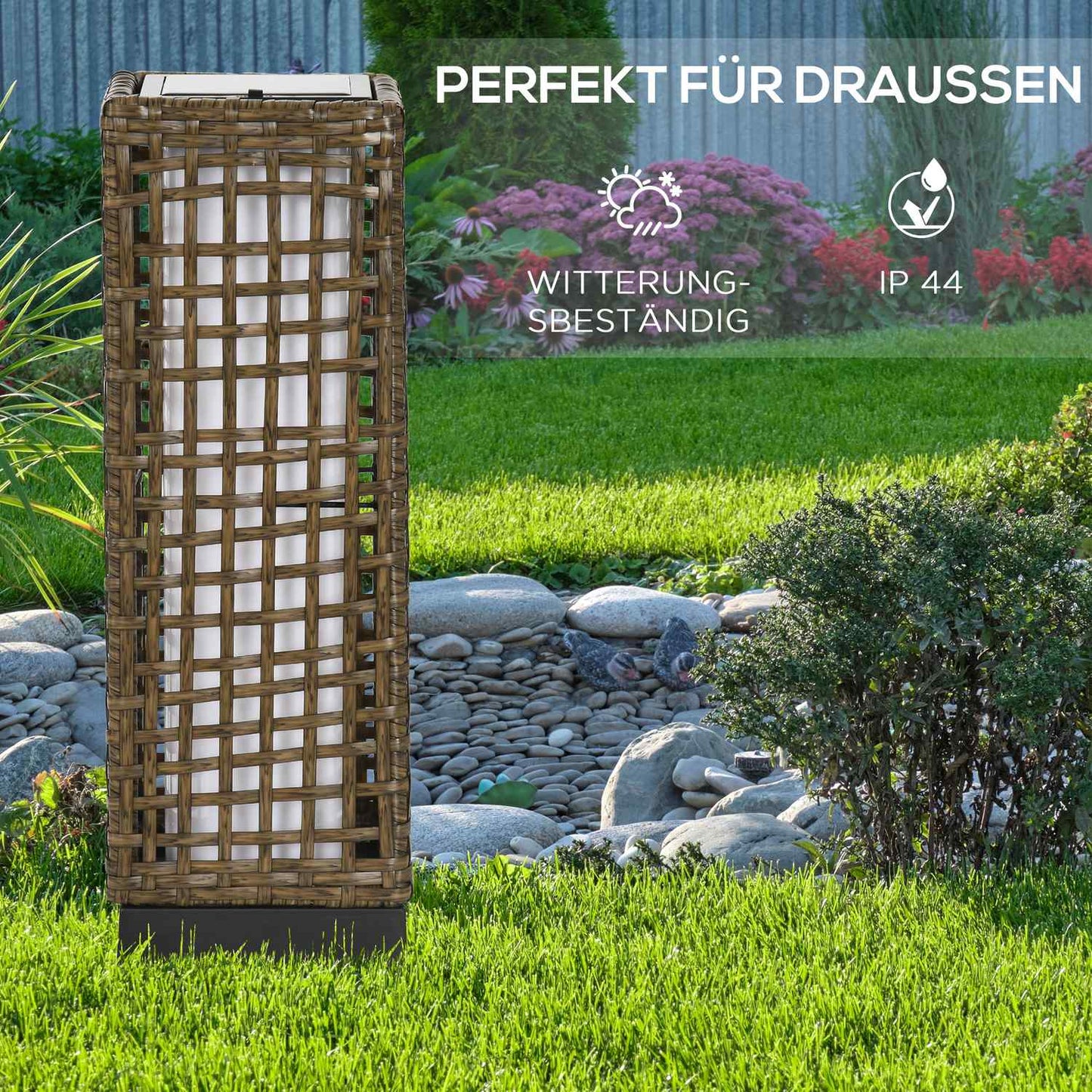 Solar rattan lamp - Waterproof LED with light sensor