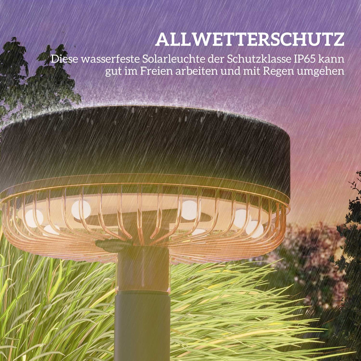 Pack of 3 Solar Garden Lights, Warm White, IP65 Waterproof