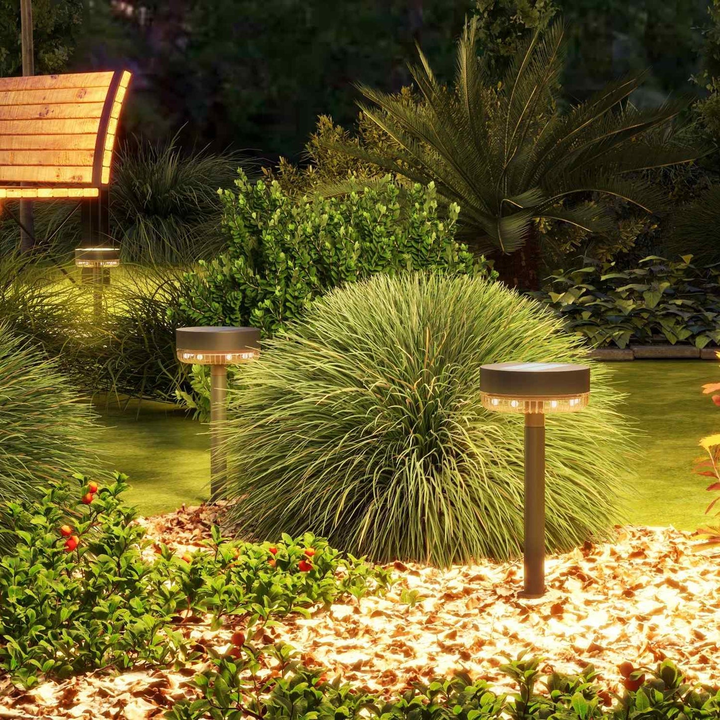 Pack of 3 Solar Garden Lights, Warm White, IP65 Waterproof