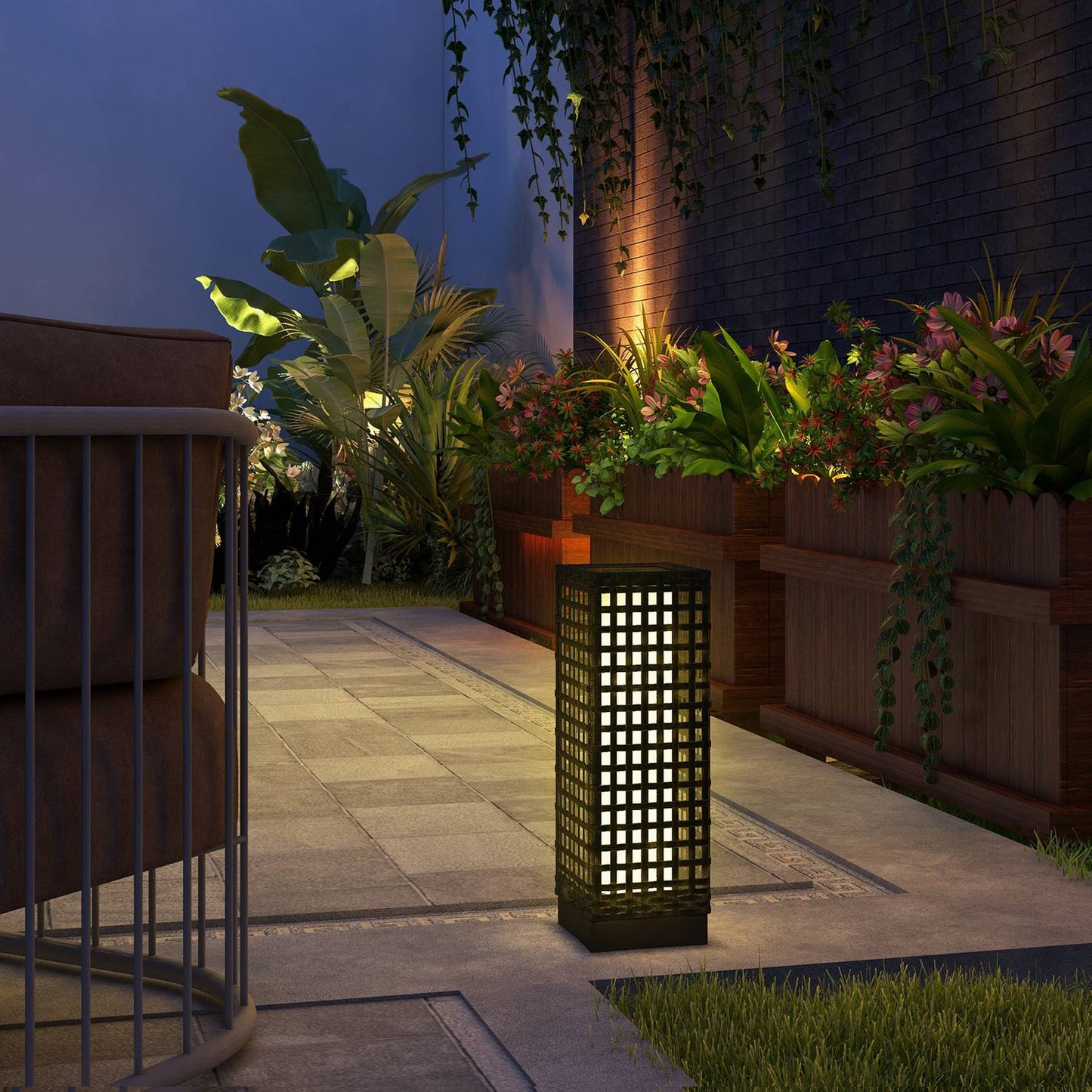Waterproof Solar LED Garden Light, Rattan Design, Auto Sensor