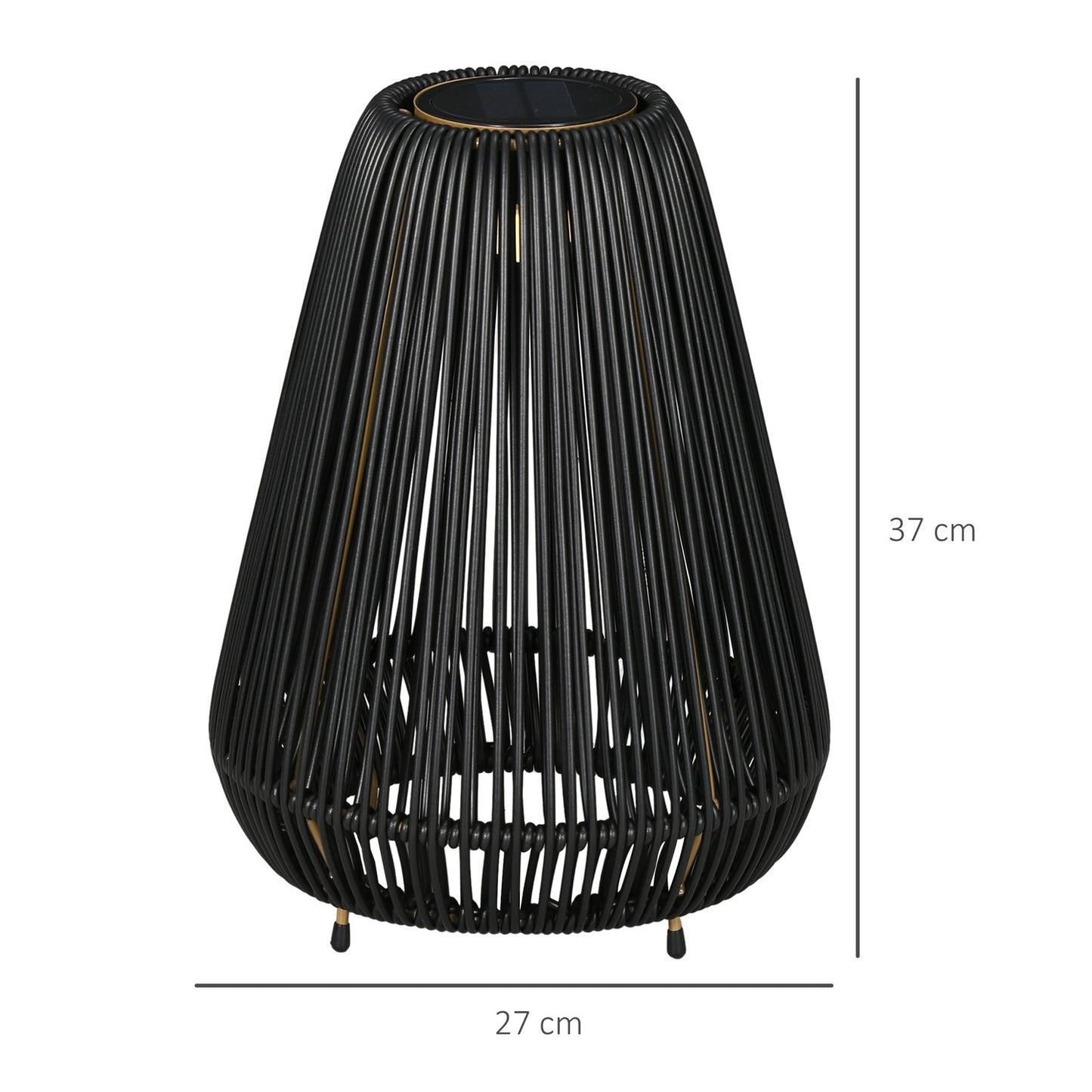 Solar Path Light, waterproof rattan LED with sensor, black
