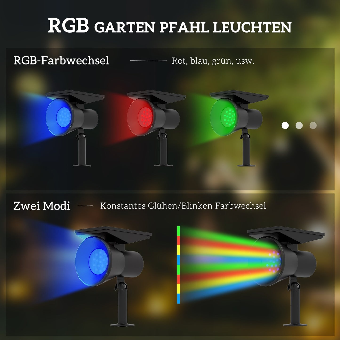 Solar Garden Lights, 2 Colors, Wall/Floor Mount, IP54 Waterproof