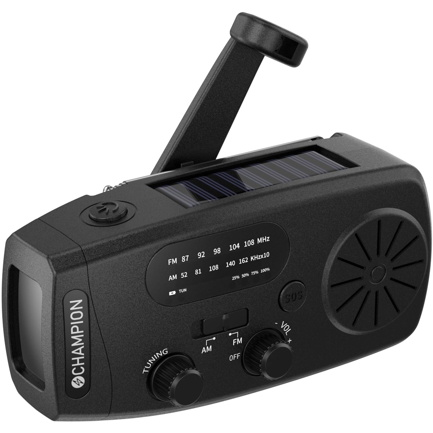 Solar-Powered Radio with Flashlight, Black