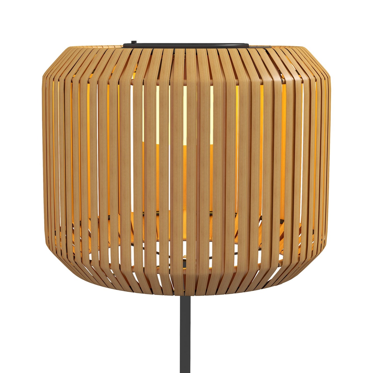 Solar Rattan Floor Lamp, Warm Light, Auto On/Off