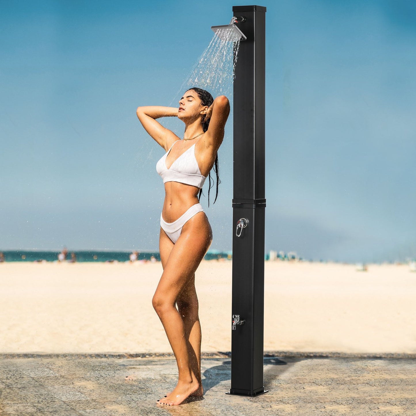 Outdoor 40L solar shower, foot and rain head, 60°C water