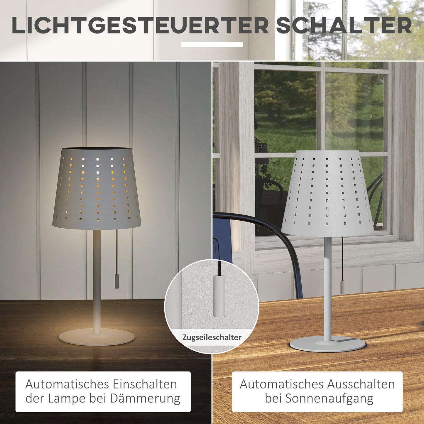 Outdoor Solar Table Lamp - LED, Dimmable, Waterproof, Portable