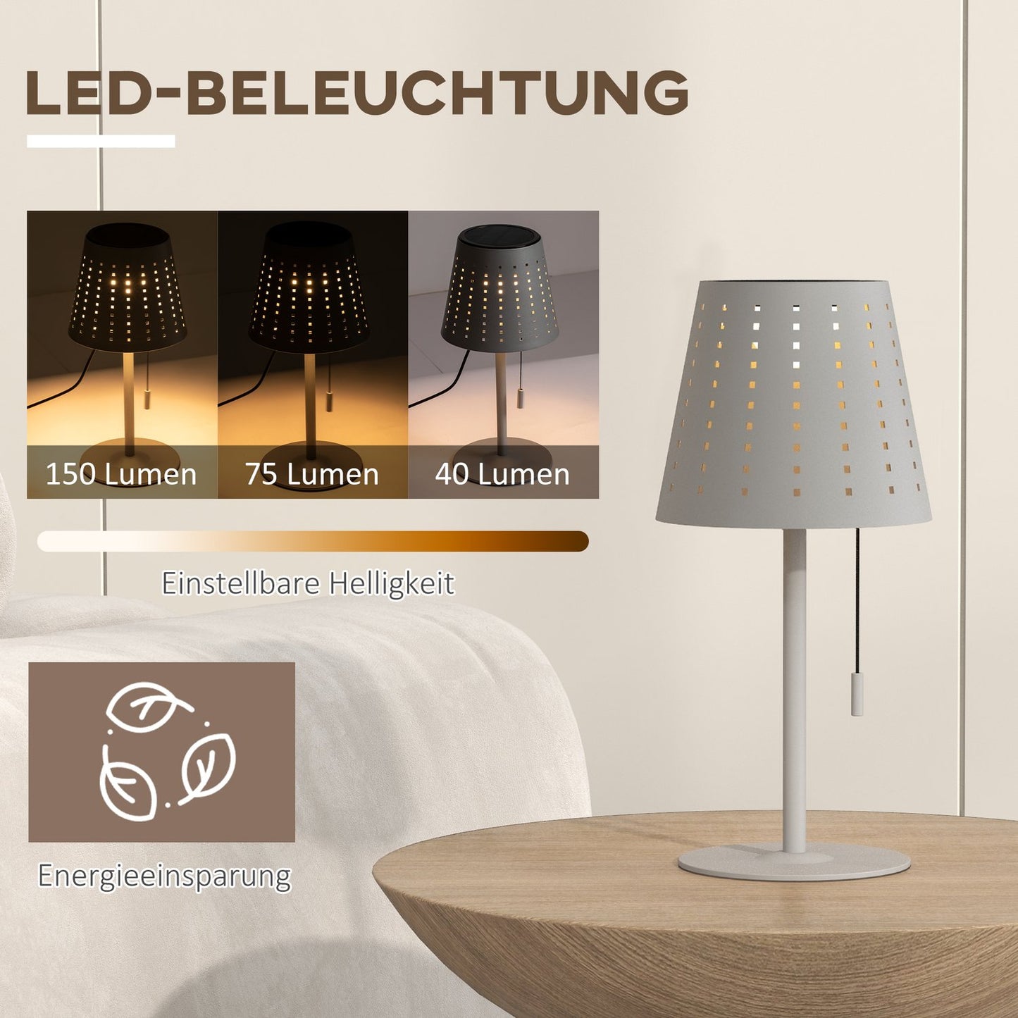 Outdoor Solar Table Lamp - LED, Dimmable, Waterproof, Portable