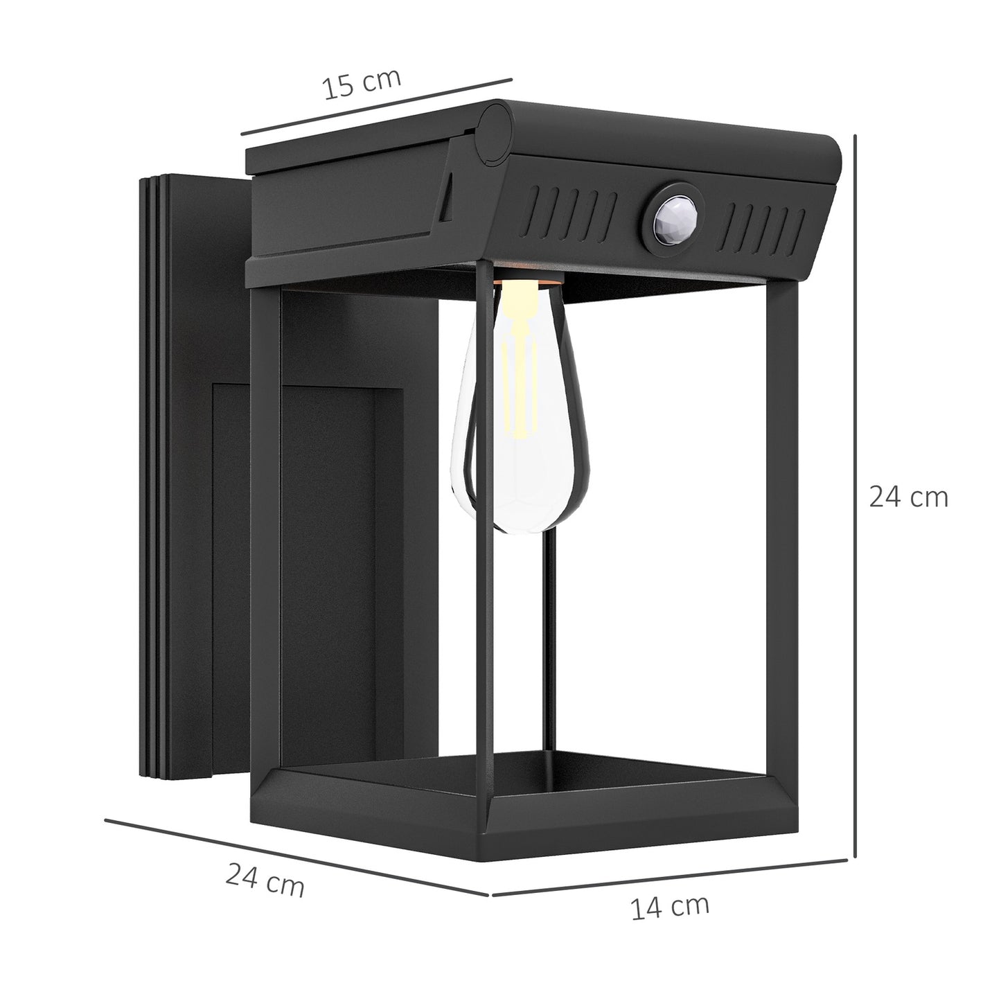 Outdoor Solar LED wall light, warm white, adjustable sensor