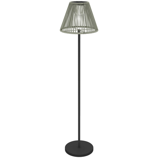 Boho Solar floor lamp, rattan, 25 LEDs, outdoor, IP44