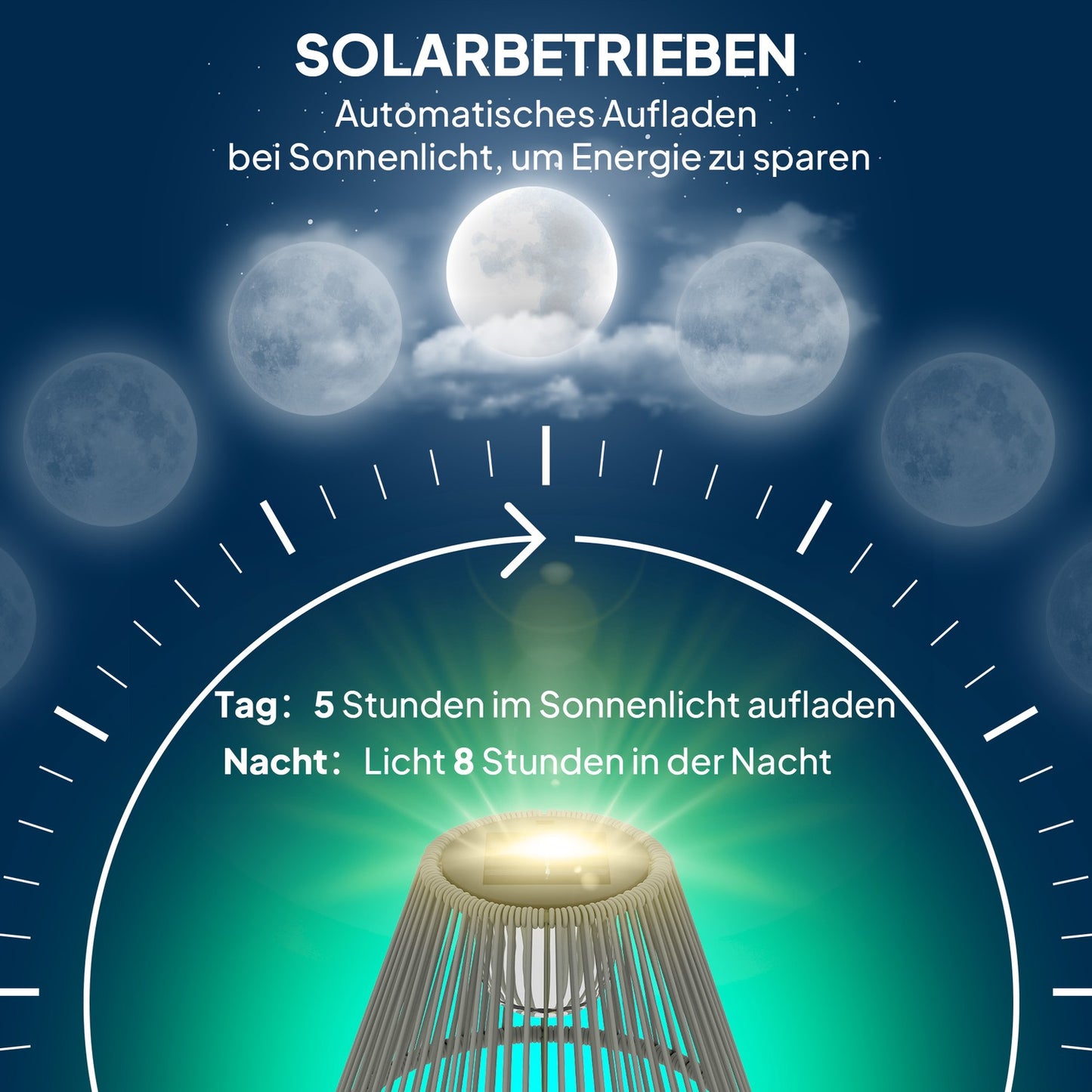 Boho Solar floor lamp, rattan, 25 LEDs, outdoor, IP44