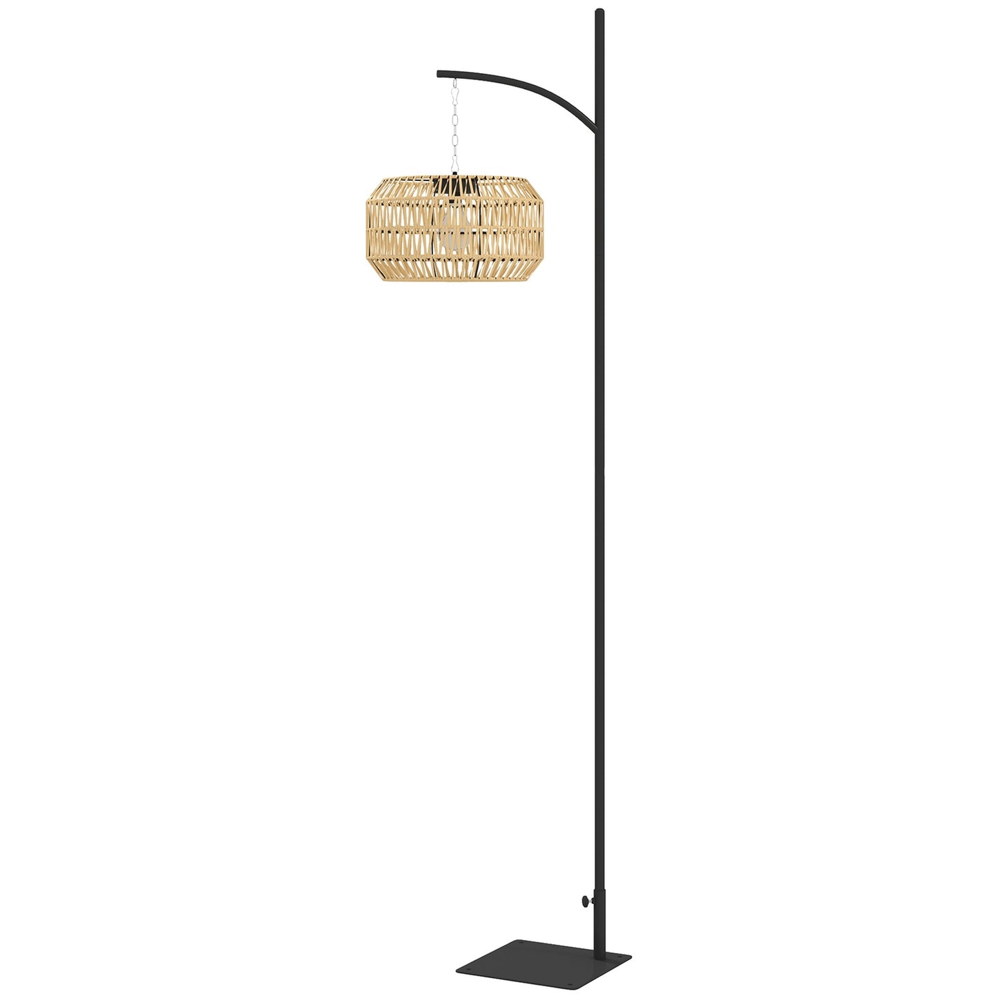 Boho Style Rattan Solar Floor Lamp, IP44 Waterproof