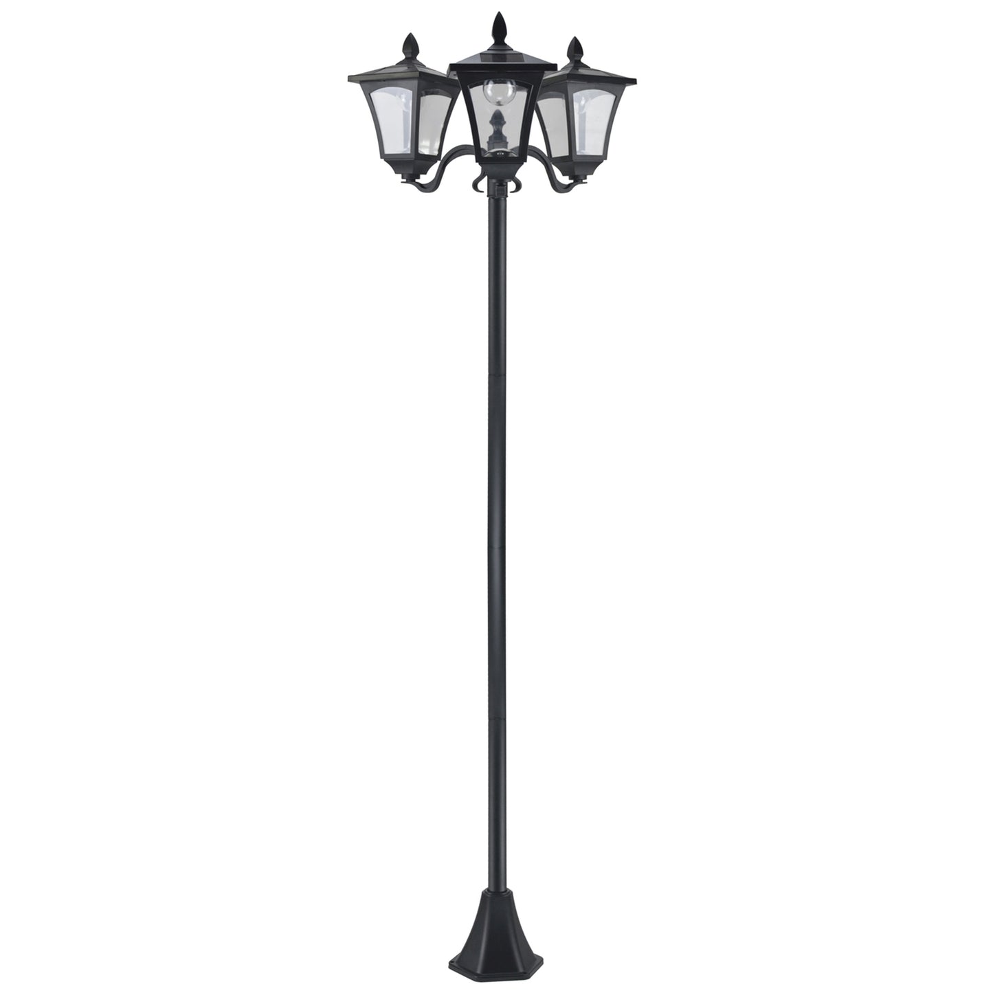Solar Garden Path Light, 3 Flames, Stainless Steel, LED