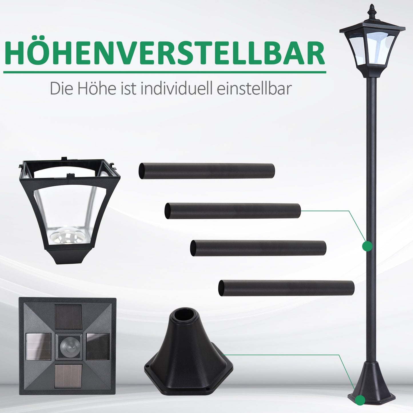 Solar Path Light with 10-lumen LED, black, 120cm