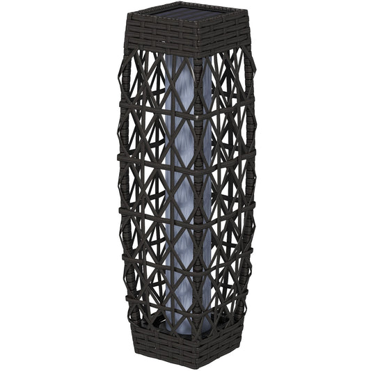 Solar LED garden lamp with rattan & light sensor, grey