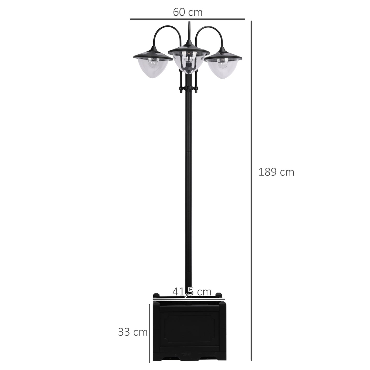 Solar Garden Light, 3-head lamp with flower pot base