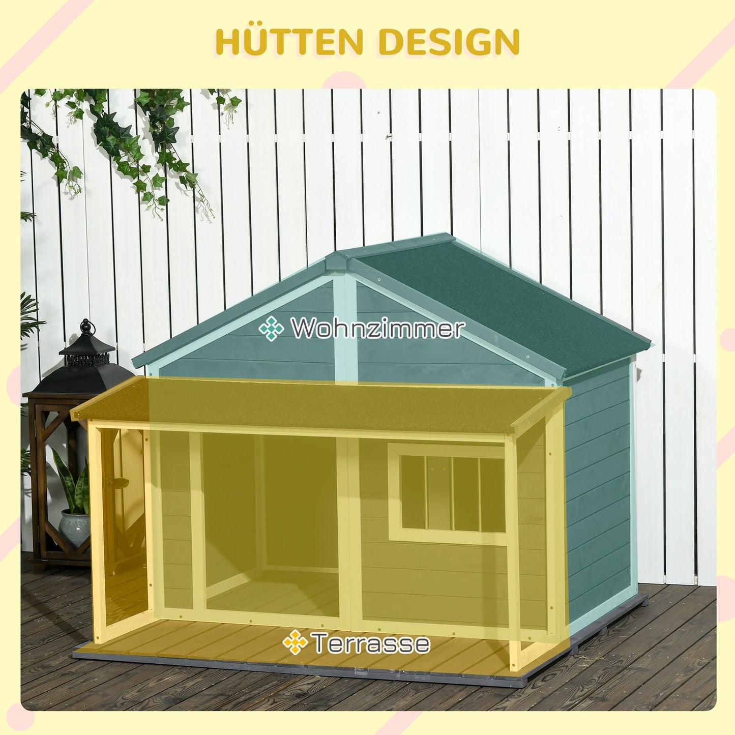 Outdoor Weatherproof Dog House with Patio, Small, Gray