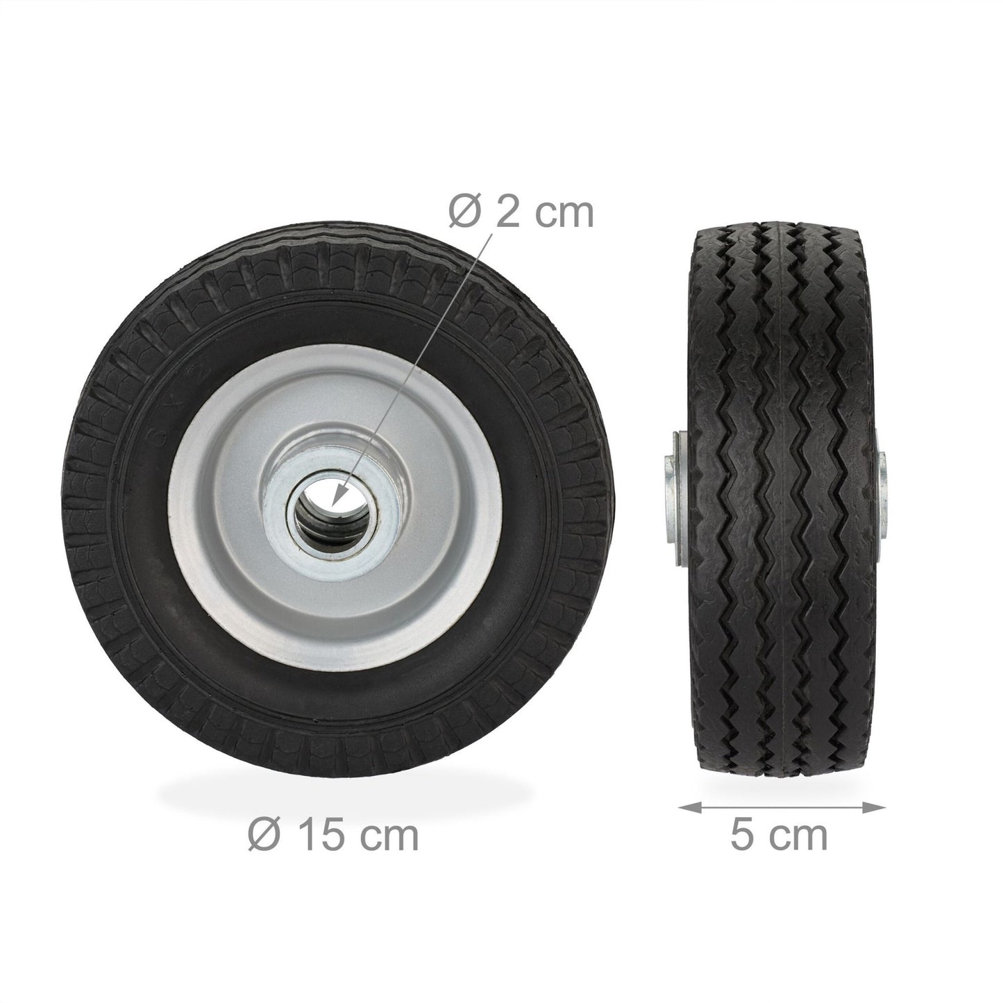 Solid rubber wheels, 2 pcs