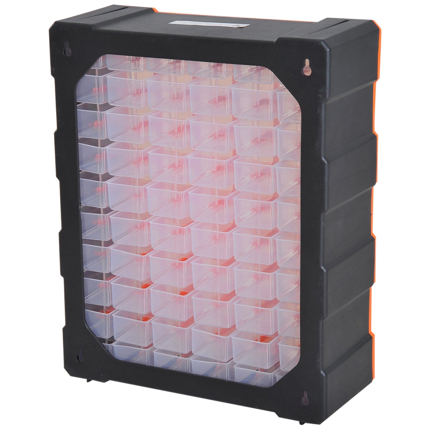 Storage box for small parts, 60 compartments, orange, L38xW16xH47.5cm