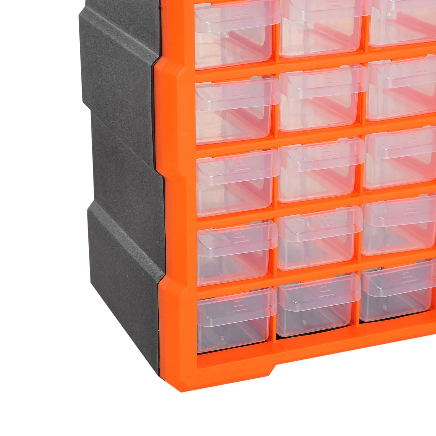 Storage box for small parts, 60 compartments, orange, L38xW16xH47.5cm