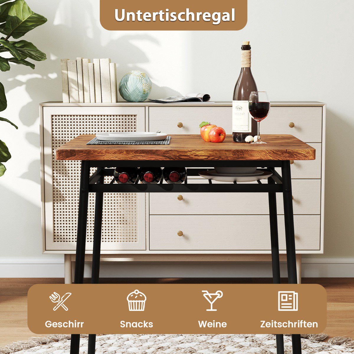 Space-Saving Dining Set with Storage Shelf and 2 Chairs