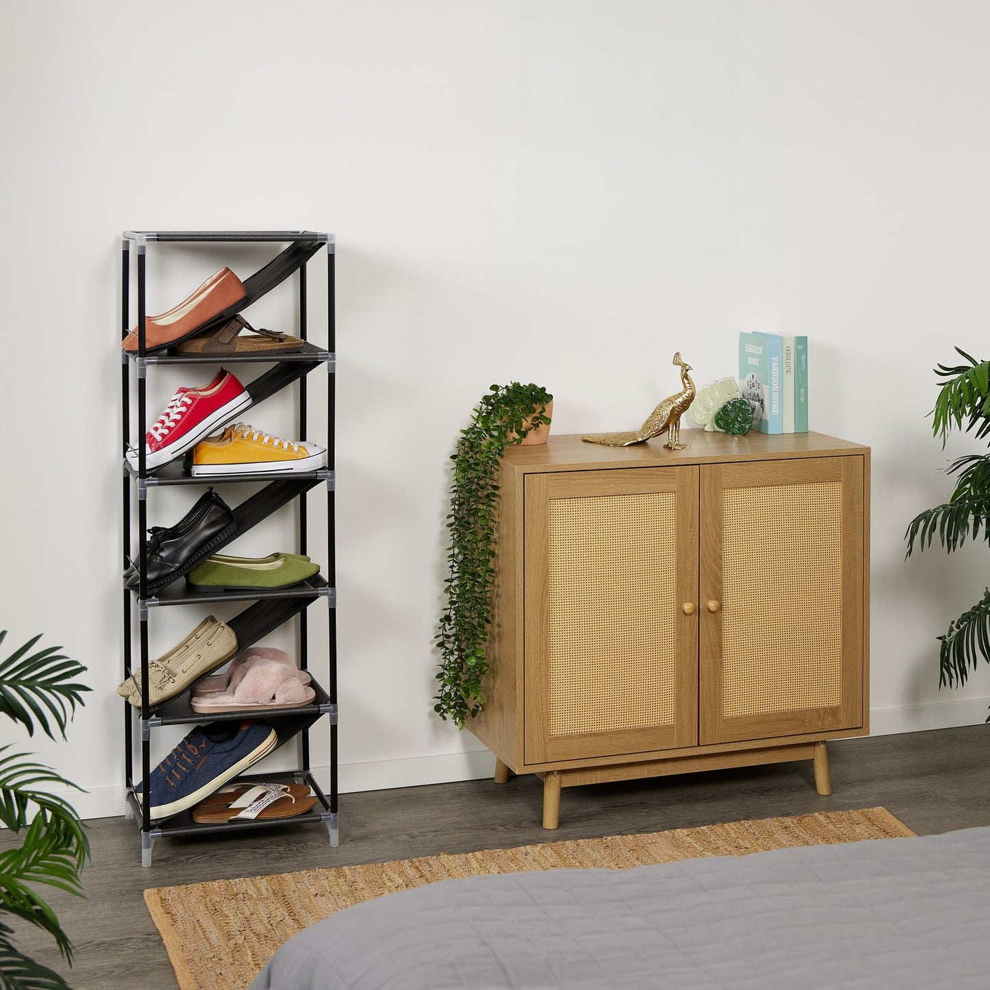 Space-Saving Shoe Rack for 11 Pairs, Slanted Shelves