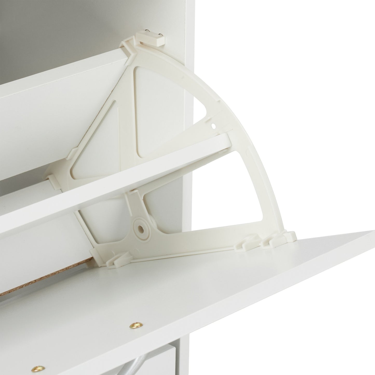 Space-Saving White Shoe Cabinet with Adjustable Shelves