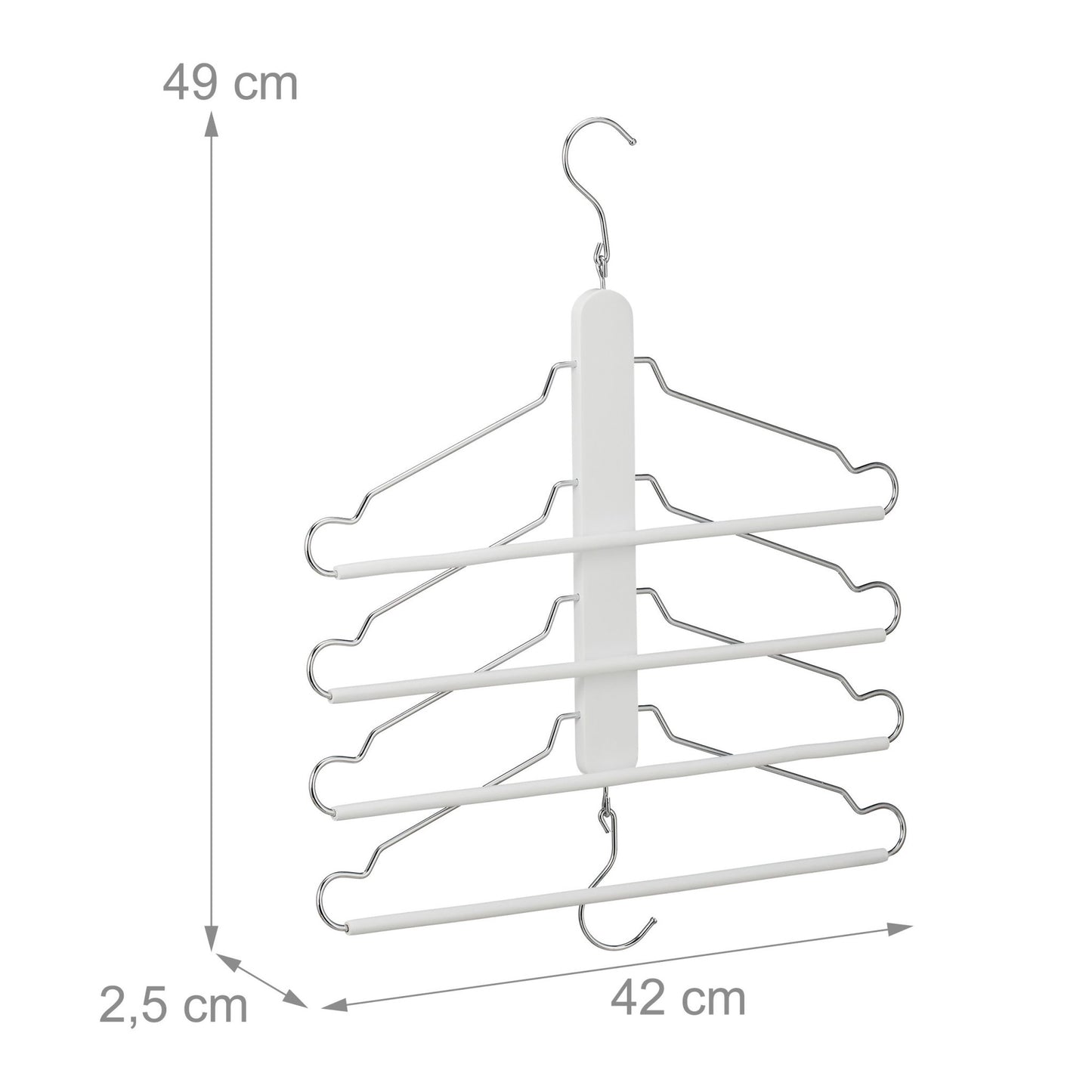 Space-saving hanger multiple white