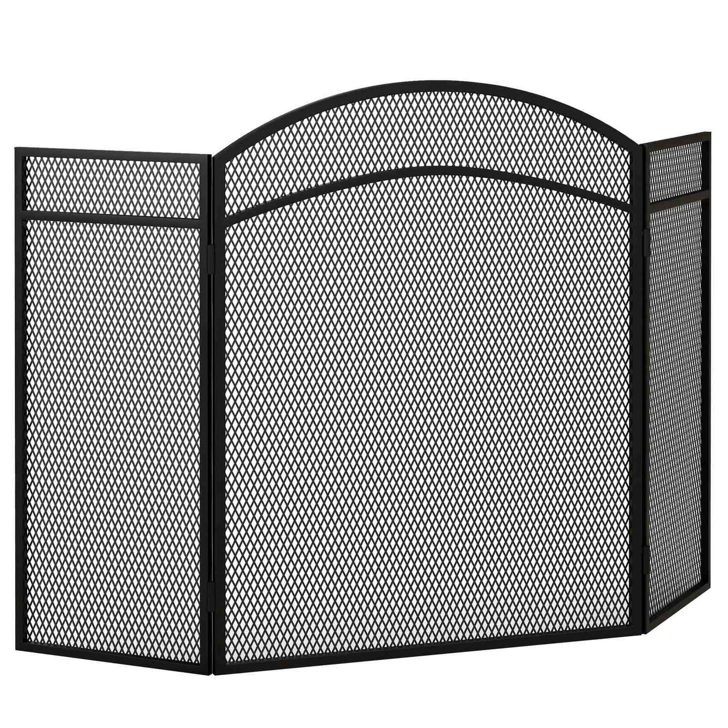 Fireplace Spark Guard, Foldable Metal Screen, 96 x 60 cm