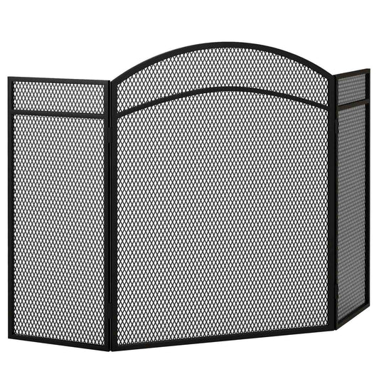 Fireplace Spark Guard, Foldable Metal Screen, 96 x 60 cm